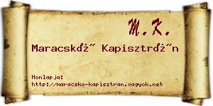 Maracskó Kapisztrán névjegykártya